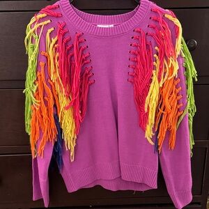 QUEEN OF SPARKLES Colorful Fringe Women's Sweater